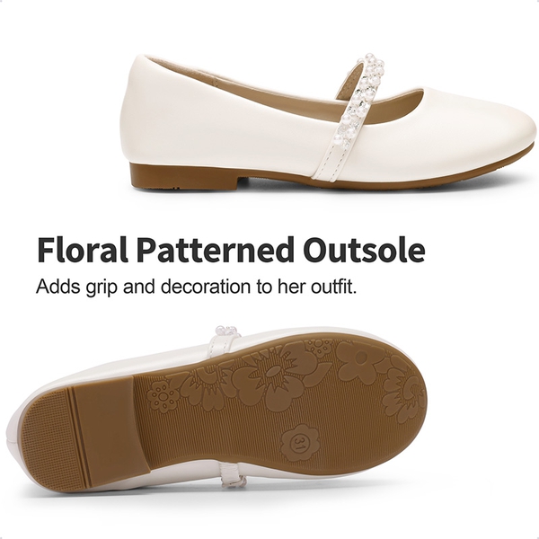 Girl's Strap Mary Jane Ballerina Flats - IVORY - 3